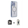 MARSİLYAN™- iPhone 15 Pro Max Kılıf Zirve Doku Prime - Siyah Bilvis Hayalet Cam Ekran Koruyucu + PVD Metal Kamera Lens - TU