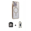 MARSİLYAN™- iPhone 15 Pro Max Kılıf Zirve Doku Prime - Siyah Bilvis Hayalet Cam Ekran Koruyucu + PVD Metal Kamera Lens - TU