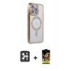 MARSİLYAN™- iPhone 15 Pro Max Kılıf Zirve Doku Prime - Siyah Buffer Cam Ekran Koruyucu + PVD Metal Kamera Lens - GI