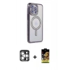 MARSİLYAN™- iPhone 15 Pro Max Kılıf Zirve Doku Prime - Siyah Buffer Cam Ekran Koruyucu + PVD Metal Kamera Lens - GS