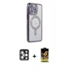 MARSİLYAN™- iPhone 15 Pro Max Kılıf Zirve Doku Prime - Siyah Buffer Cam Ekran Koruyucu + PVD Metal Kamera Lens - LT