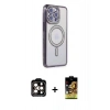 MARSİLYAN™- iPhone 15 Pro Max Kılıf Zirve Doku Prime - Siyah Buffer Cam Ekran Koruyucu + PVD Metal Kamera Lens - TU