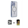 MARSİLYAN™- iPhone 15 Pro Max Kılıf Zirve Doku Prime - Siyah Buffer Cam Ekran Koruyucu + PVD Metal Kamera Lens - LT