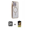 MARSİLYAN™- iPhone 15 Pro Max Kılıf Zirve Doku Prime - Siyah Buffer Cam Ekran Koruyucu + PVD Metal Kamera Lens - SH