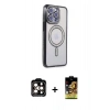 MARSİLYAN™- iPhone 15 Pro Max Kılıf Zirve Doku Prime - Siyah Buffer Cam Ekran Koruyucu + PVD Metal Kamera Lens - TU