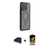 MARSİLYAN™- iPhone 15 Pro Max Kılıf Zirve Doku Prime - Siyah Buffer Cam Ekran Koruyucu + Raze Metal Kamera Lens - TMGI