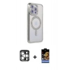 MARSİLYAN™- iPhone 15 Pro Max Kılıf Zirve Doku Prime - Siyah Buffer Hayalet Cam Ekran Koruyucu + PVD Metal Kamera Lens - GS