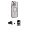 MARSİLYAN™- iPhone 15 Pro Max Kılıf Zirve Doku Prime - Siyah Buffer Hayalet Cam Ekran Koruyucu + Lacivert Raze Metal Kamera Lens