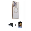 MARSİLYAN™- iPhone 15 Pro Max Kılıf Zirve Doku Prime - Siyah Buffer Hayalet Cam Ekran Koruyucu + Lacivert Raze Metal Kamera Lens