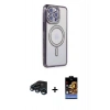 MARSİLYAN™- iPhone 15 Pro Max Kılıf Zirve Doku Prime - Siyah Buffer Hayalet Cam Ekran Koruyucu + Lacivert Raze Metal Kamera Lens