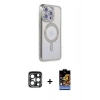 MARSİLYAN™- iPhone 15 Pro Max Kılıf Zirve Doku Prime - Siyah Buffer Hayalet Cam Ekran Koruyucu + PVD Metal Kamera Lens - LT