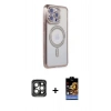 MARSİLYAN™- iPhone 15 Pro Max Kılıf Zirve Doku Prime - Siyah Buffer Hayalet Cam Ekran Koruyucu + PVD Metal Kamera Lens - GI