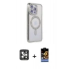 MARSİLYAN™- iPhone 15 Pro Max Kılıf Zirve Doku Prime - Siyah Buffer Hayalet Cam Ekran Koruyucu + PVD Metal Kamera Lens - GI
