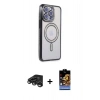 MARSİLYAN™- iPhone 15 Pro Max Kılıf Zirve Doku Prime - Siyah Buffer Hayalet Cam Ekran Koruyucu + Raze Metal Kamera Lens - TMGI