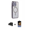 MARSİLYAN™- iPhone 15 Pro Max Kılıf Zirve Doku Prime - Siyah Buffer Hayalet Cam Ekran Koruyucu + Raze Metal Kamera Lens - TMGI