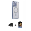 MARSİLYAN™- iPhone 15 Pro Max Kılıf Zirve Doku Prime - Siyah Buffer Hayalet Cam Ekran Koruyucu + Raze Metal Kamera Lens - TMGI