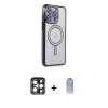 MARSİLYAN™- iPhone 15 Pro Max Kılıf Zirve Doku Prime - Siyah Joko Magic 5D Cam + PVD Metal Kamera Lens - LT
