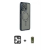 MARSİLYAN™- iPhone 15 Pro Max Kılıf Zirve Doku Prime - Siyah Joko Magic 5D Hayalet Cam + PVD Metal Kamera Lens - GS
