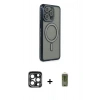 MARSİLYAN™- iPhone 15 Pro Max Kılıf Zirve Doku Prime - Siyah Joko Magic 5D Hayalet Cam + PVD Metal Kamera Lens - LT