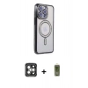 MARSİLYAN™- iPhone 15 Pro Max Kılıf Zirve Doku Prime - Siyah Joko Magic 5D Hayalet Cam + PVD Metal Kamera Lens - GI
