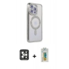 MARSİLYAN™- iPhone 15 Pro Max Kılıf Zirve Doku Prime - Siyah Polymer Nano Ekran Koruyucu + PVD Metal Kamera Lens - GI