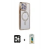 MARSİLYAN™- iPhone 15 Pro Max Kılıf Zirve Doku Prime - Siyah Polymer Nano Ekran Koruyucu + PVD Metal Kamera Lens - GI