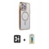 MARSİLYAN™- iPhone 15 Pro Max Kılıf Zirve Doku Prime - Siyah Polymer Nano Ekran Koruyucu + PVD Metal Kamera Lens - SH