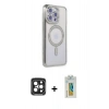 MARSİLYAN™- iPhone 15 Pro Max Kılıf Zirve Doku Prime - Siyah Polymer Nano Ekran Koruyucu + PVD Metal Kamera Lens - SH