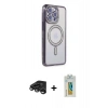MARSİLYAN™- iPhone 15 Pro Max Kılıf Zirve Doku Prime - Siyah Polymer Nano Ekran Koruyucu + Raze Metal Kamera Lens - TMGI