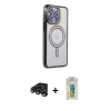 MARSİLYAN™- iPhone 15 Pro Max Kılıf Zirve Doku Prime - Siyah Polymer Nano Ekran Koruyucu + Raze Metal Kamera Lens - TMGI