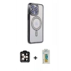 MARSİLYAN™- iPhone 15 Pro Max Kılıf Zirve Doku Prime - Siyah Polymer Nano Ekran Koruyucu + PVD Metal Kamera Lens - TU