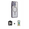MARSİLYAN™- iPhone 15 Pro Max Kılıf Zirve Doku Prime - Siyah Polymer Nano Ekran Koruyucu + PVD Metal Kamera Lens - TU