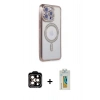 MARSİLYAN™- iPhone 15 Pro Max Kılıf Zirve Doku Prime - Siyah Polymer Nano Ekran Koruyucu + PVD Metal Kamera Lens - TU