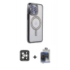 MARSİLYAN™- iPhone 15 Pro Max Kılıf Zirve Doku Prime - Siyah Vanessa Magic Cam + PVD Metal Kamera Lens - GI
