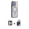 MARSİLYAN™- iPhone 15 Pro Max Kılıf Zirve Doku Prime - Siyah Vanessa Magic Cam + Gümüş PVD Metal Kamera Lens
