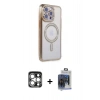 MARSİLYAN™- iPhone 15 Pro Max Kılıf Zirve Doku Prime - Siyah Vanessa Magic Cam + Gümüş PVD Metal Kamera Lens