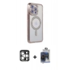 MARSİLYAN™- iPhone 15 Pro Max Kılıf Zirve Doku Prime - Siyah Vanessa Magic Cam + Gümüş PVD Metal Kamera Lens