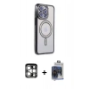 MARSİLYAN™- iPhone 15 Pro Max Kılıf Zirve Doku Prime - Siyah Vanessa Magic Cam + PVD Metal Kamera Lens - GS