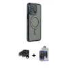 MARSİLYAN™- iPhone 15 Pro Max Kılıf Zirve Doku Prime - Siyah Vanessa Magic Cam + Raze Metal Kamera Lens - GS
