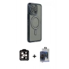 MARSİLYAN™- iPhone 15 Pro Max Kılıf Zirve Doku Prime - Siyah Vanessa Magic Cam + PVD Metal Kamera Lens - TU
