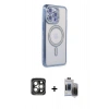 MARSİLYAN™- iPhone 15 Pro Max Kılıf Zirve Doku Prime - Siyah Vanessa Magic Hayalet Cam + PVD Metal Kamera Lens - GI
