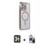 MARSİLYAN™- iPhone 15 Pro Max Kılıf Zirve Doku Prime - Siyah Vanessa Magic Hayalet Cam + PVD Metal Kamera Lens - GI