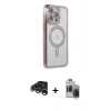 MARSİLYAN™- iPhone 15 Pro Max Kılıf Zirve Doku Prime - Siyah Vanessa Magic Hayalet Cam + Gümüş Raze Metal Kamera Lens
