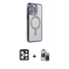 MARSİLYAN™- iPhone 15 Pro Max Kılıf Zirve Doku Prime - Siyah Vanessa Magic Hayalet Cam + PVD Metal Kamera Lens - LT