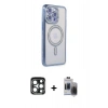 MARSİLYAN™- iPhone 15 Pro Max Kılıf Zirve Doku Prime - Siyah Vanessa Magic Hayalet Cam + PVD Metal Kamera Lens - LT