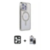 MARSİLYAN™- iPhone 15 Pro Max Kılıf Zirve Doku Prime - Siyah Vanessa Magic Hayalet Cam + PVD Metal Kamera Lens - LT