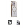 MARSİLYAN™- iPhone 15 Pro Max Kılıf Zirve Doku Prime - Siyah Vanessa Magic Hayalet Cam + PVD Metal Kamera Lens - LT