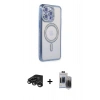 MARSİLYAN™- iPhone 15 Pro Max Kılıf Zirve Doku Prime - Siyah Vanessa Magic Hayalet Cam + Raze Metal Kamera Lens - TMGI