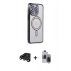MARSİLYAN™- iPhone 15 Pro Max Kılıf Zirve Doku Prime - Siyah Vanessa Magic Hayalet Cam + Raze Metal Kamera Lens - TMGI