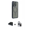 MARSİLYAN™- iPhone 15 Pro Max Kılıf Zirve Doku Prime - Siyah Vanessa Magic Hayalet Cam + Raze Metal Kamera Lens - LT